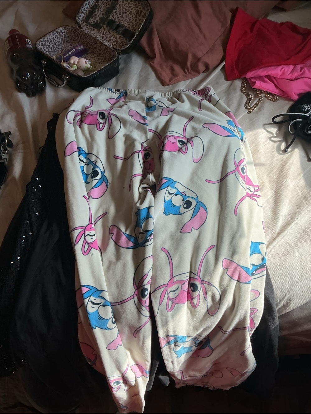 Disney Cream Leggings with Pink and Blue Floral Print